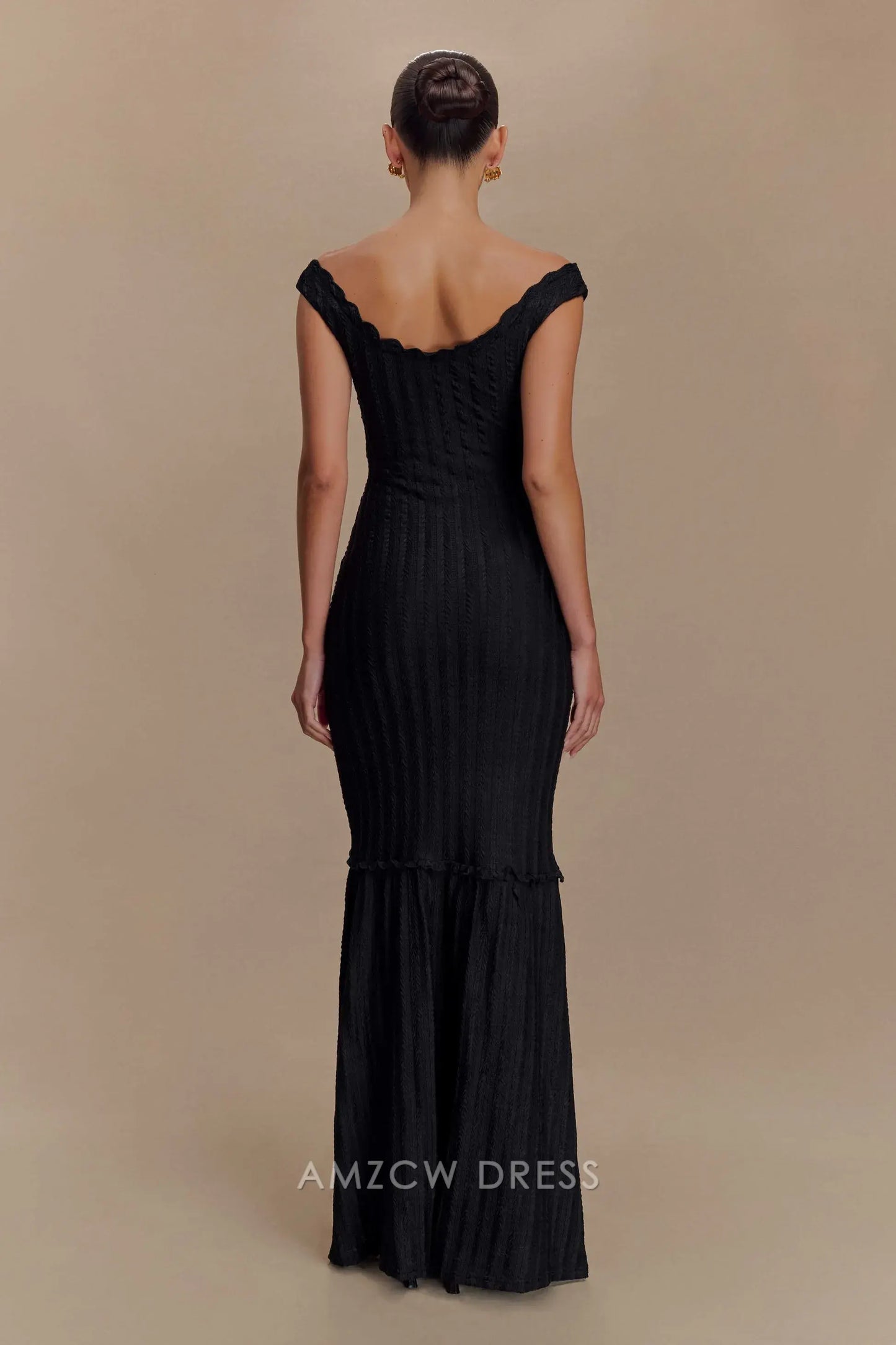 Amzcw Elegant prom clothes Off Shoulder Maxi Dress - Black Floor Length formal hot sale for women