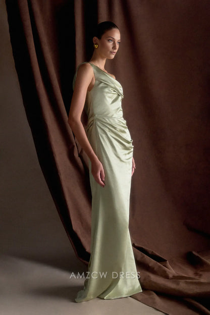Amzcw Elegant prom clothes Off Shoulder Satin Maxi Dress - Sage Floor Length formal hot sale for women
