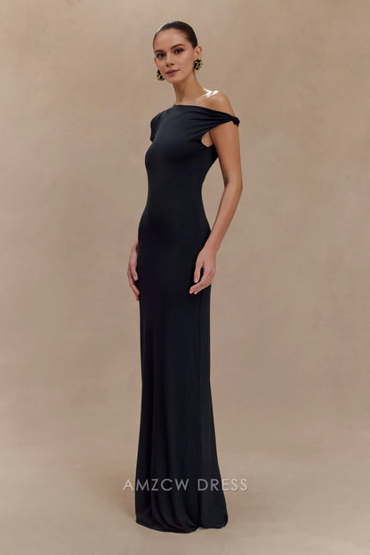 Amzcw Elegant prom clothes Short Sleeve Modal Maxi Dress - Black Floor Length formal hot sale for women