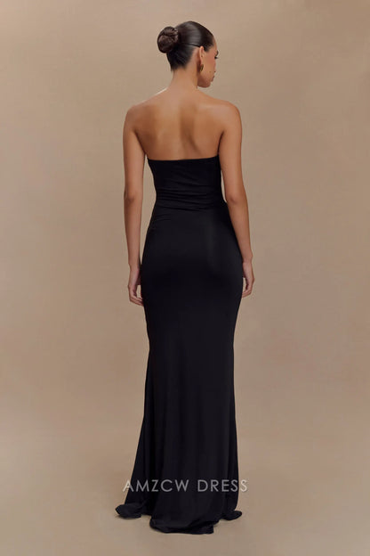 Amzcw Elegant prom clothes Strapless Slinky Maxi Dress - Black Floor Length formal hot sale for women