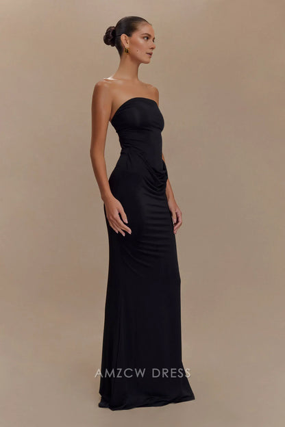Amzcw Elegant prom clothes Strapless Slinky Maxi Dress - Black Floor Length formal hot sale for women