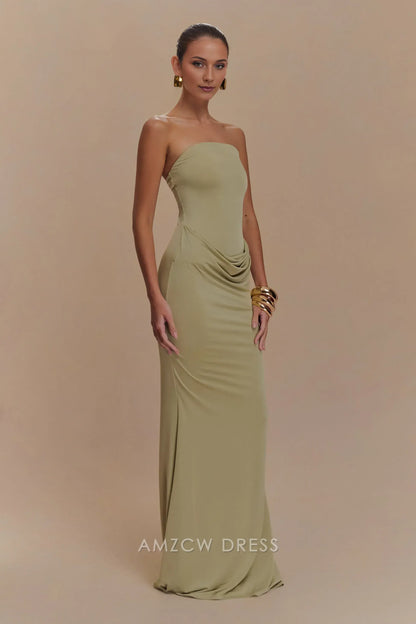 Amzcw Elegant prom clothes Strapless Slinky Maxi Dress - Sage Rose formal hot sale for women