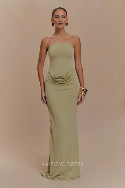 Amzcw Elegant prom clothes Strapless Slinky Maxi Dress - Sage Rose formal hot sale for women