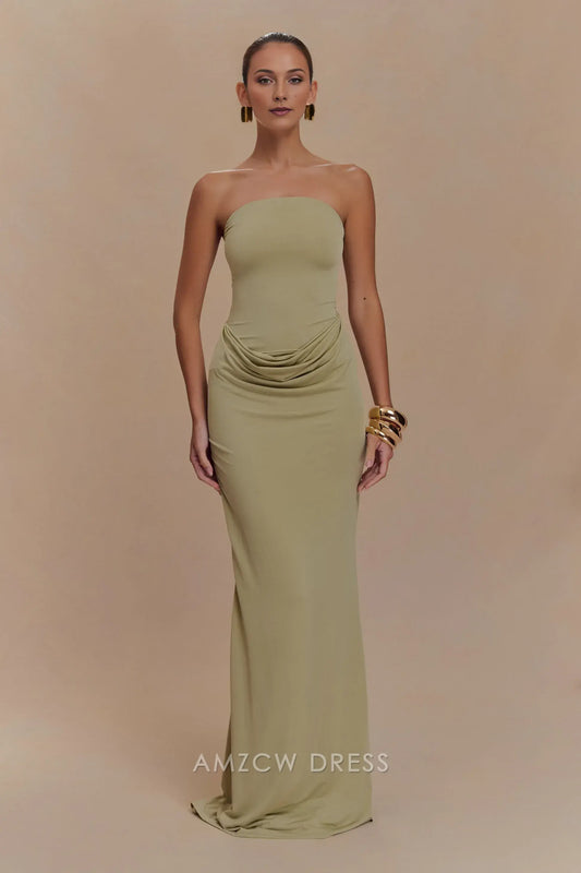 Amzcw Elegant prom clothes Strapless Slinky Maxi Dress - Sage Rose formal hot sale for women