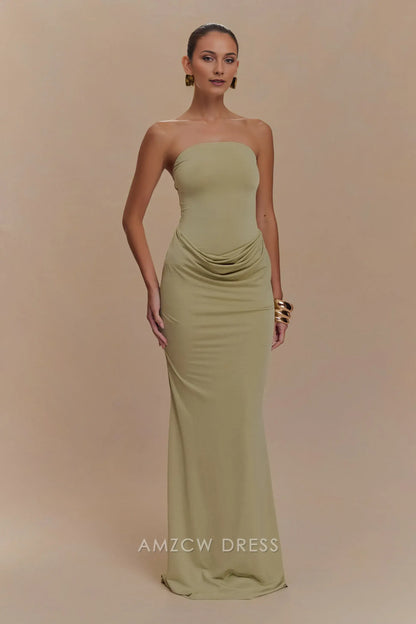 Amzcw Elegant prom clothes Strapless Slinky Maxi Dress - Sage Rose formal hot sale for women