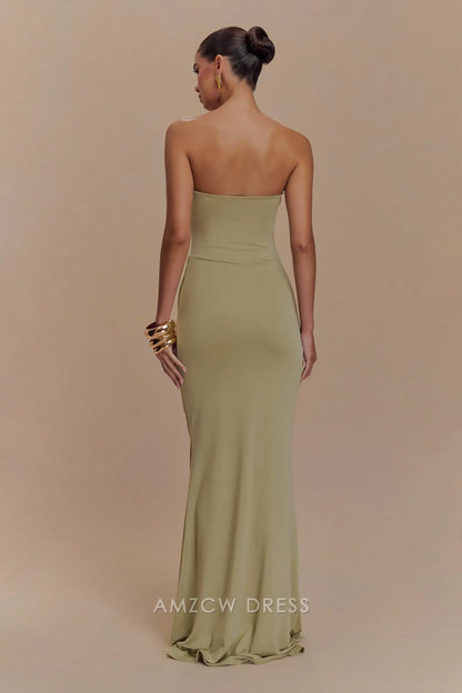 Amzcw Elegant prom clothes Strapless Slinky Maxi Dress - Sage Rose formal hot sale for women