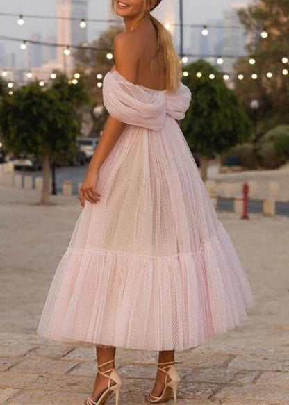 A Line Pink Off The Shoulder Homecoming Dresses