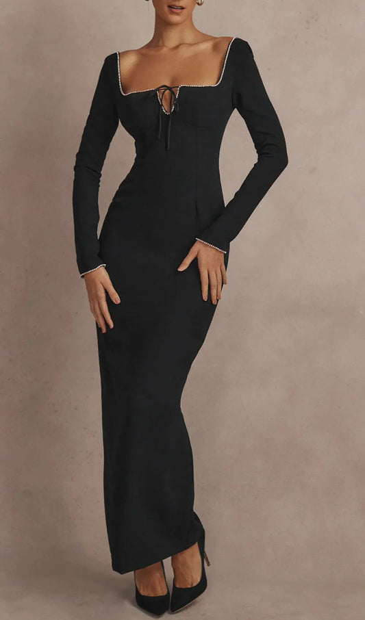 Black Satin V-Neck Ruched Back-Tie Midi Prom Dress with Cutout Waist for Formal Events Weddings and Special Occasions