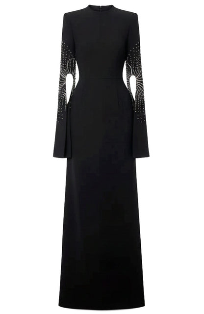 Black Sequin Off-the-Shoulder Long Sleeve Mermaid Evening Dresses for Party