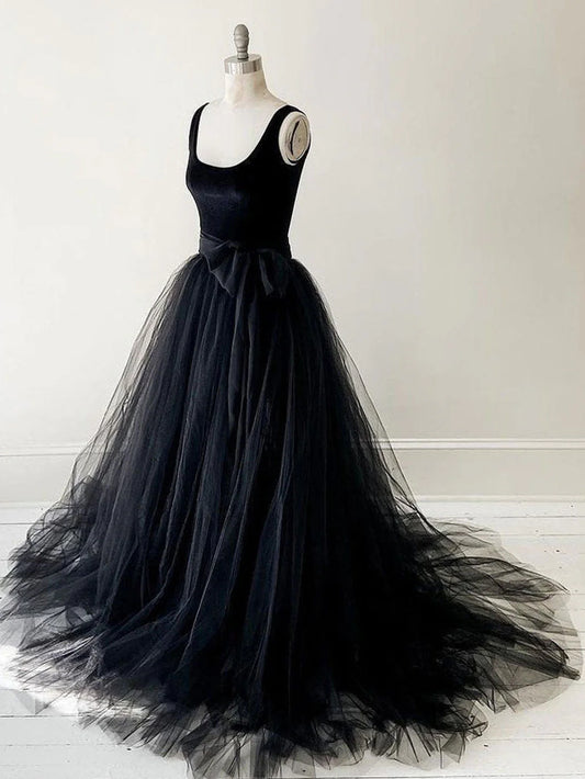 Vestido de fiesta largo de tul negro Amzcw, vestido de noche formal de tul negro, tiendas de vestidos de fiesta 