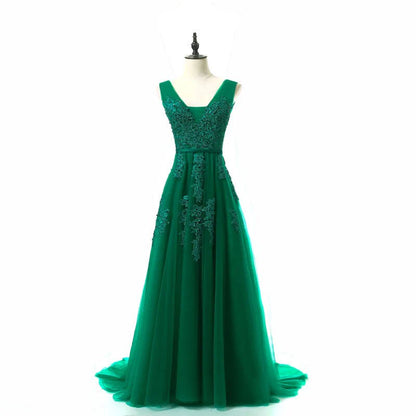 Vestidos de fiesta con escote en V, sin mangas, con cremallera y apliques 