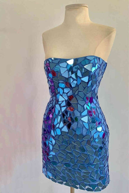 Vestidos de fiesta ajustados con lentejuelas, sin tirantes y con cordones 