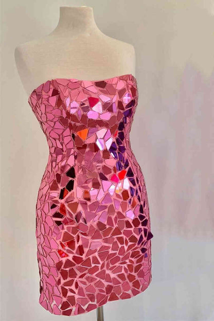 Vestidos de fiesta ajustados con lentejuelas, sin tirantes y con cordones 