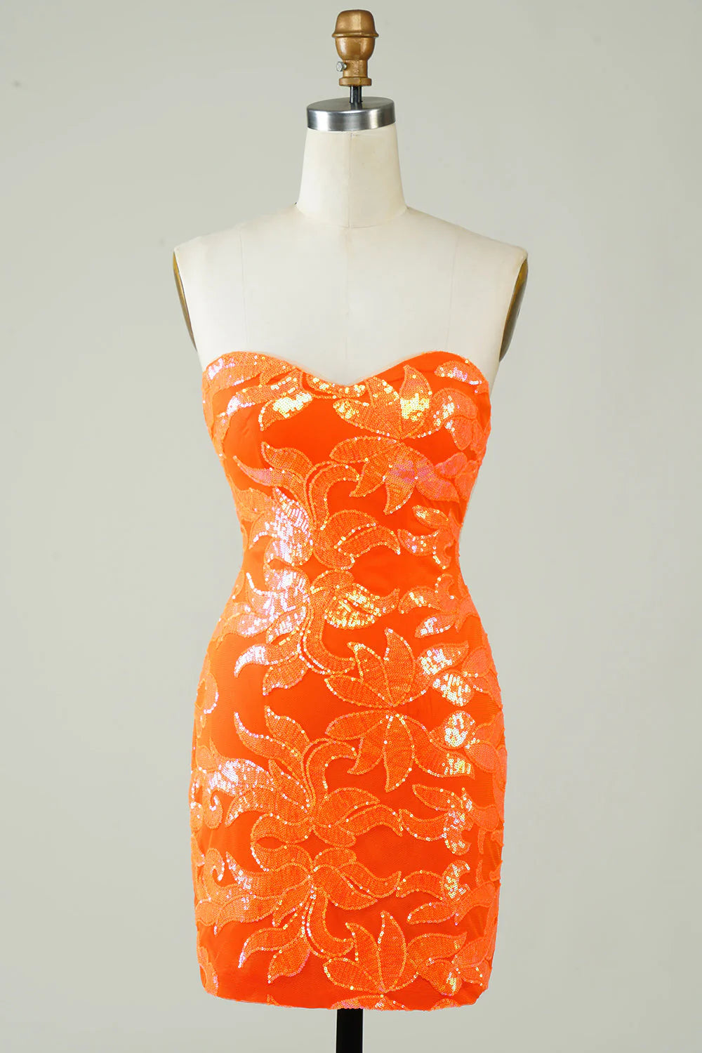 Amzcw Strapless Orange Tight Homecoming Dress