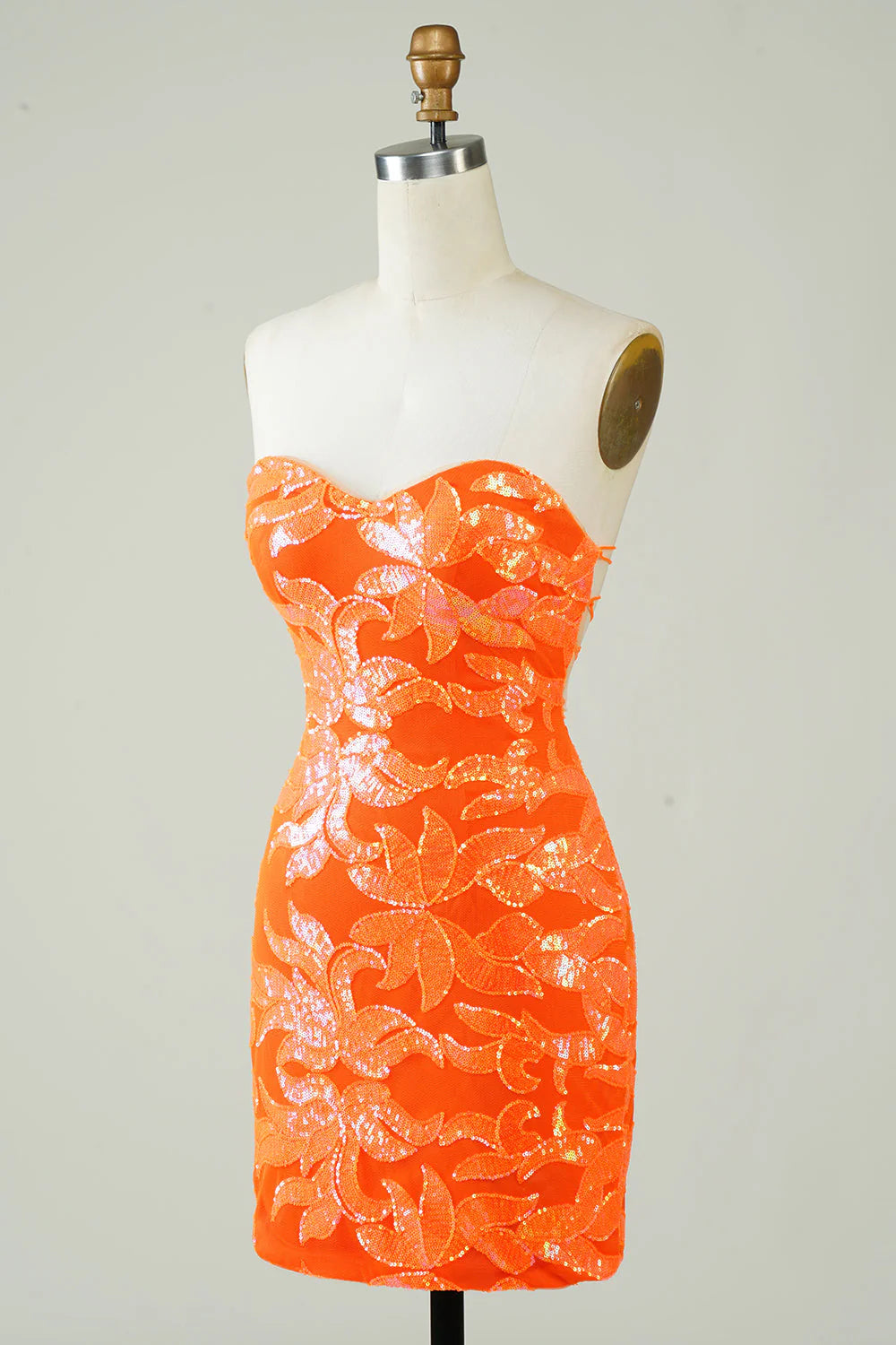 Amzcw Strapless Orange Tight Homecoming Dress