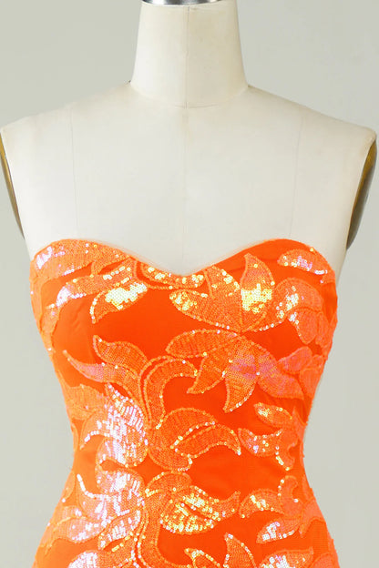 Amzcw Strapless Orange Tight Homecoming Dress