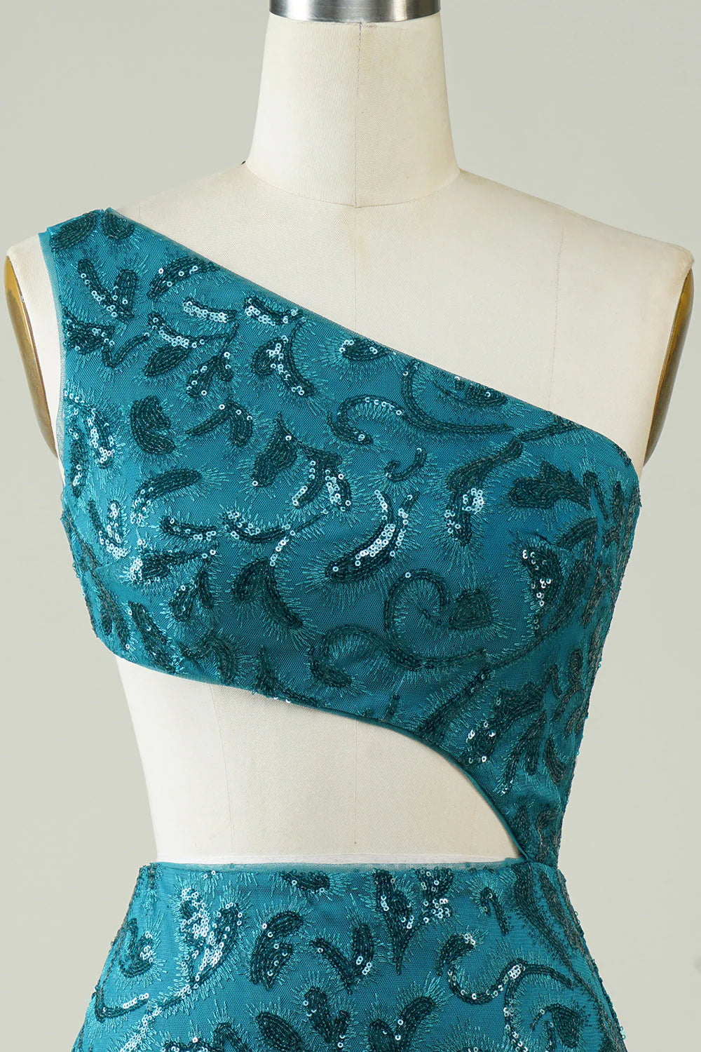 Amzcw Blue Glitter Tight Homecoming Dress with Hollow-out