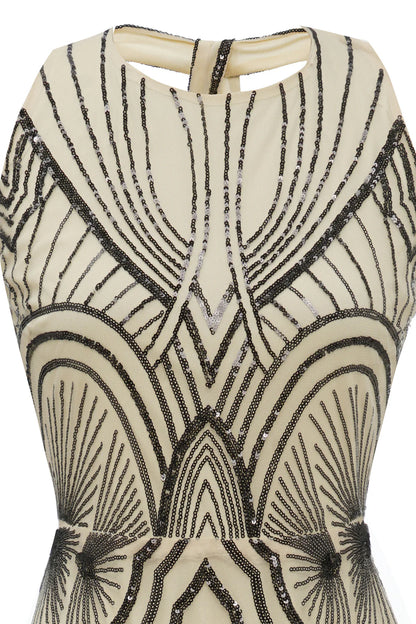 Vestido de fiesta formal de los años 20 en color negro marfil