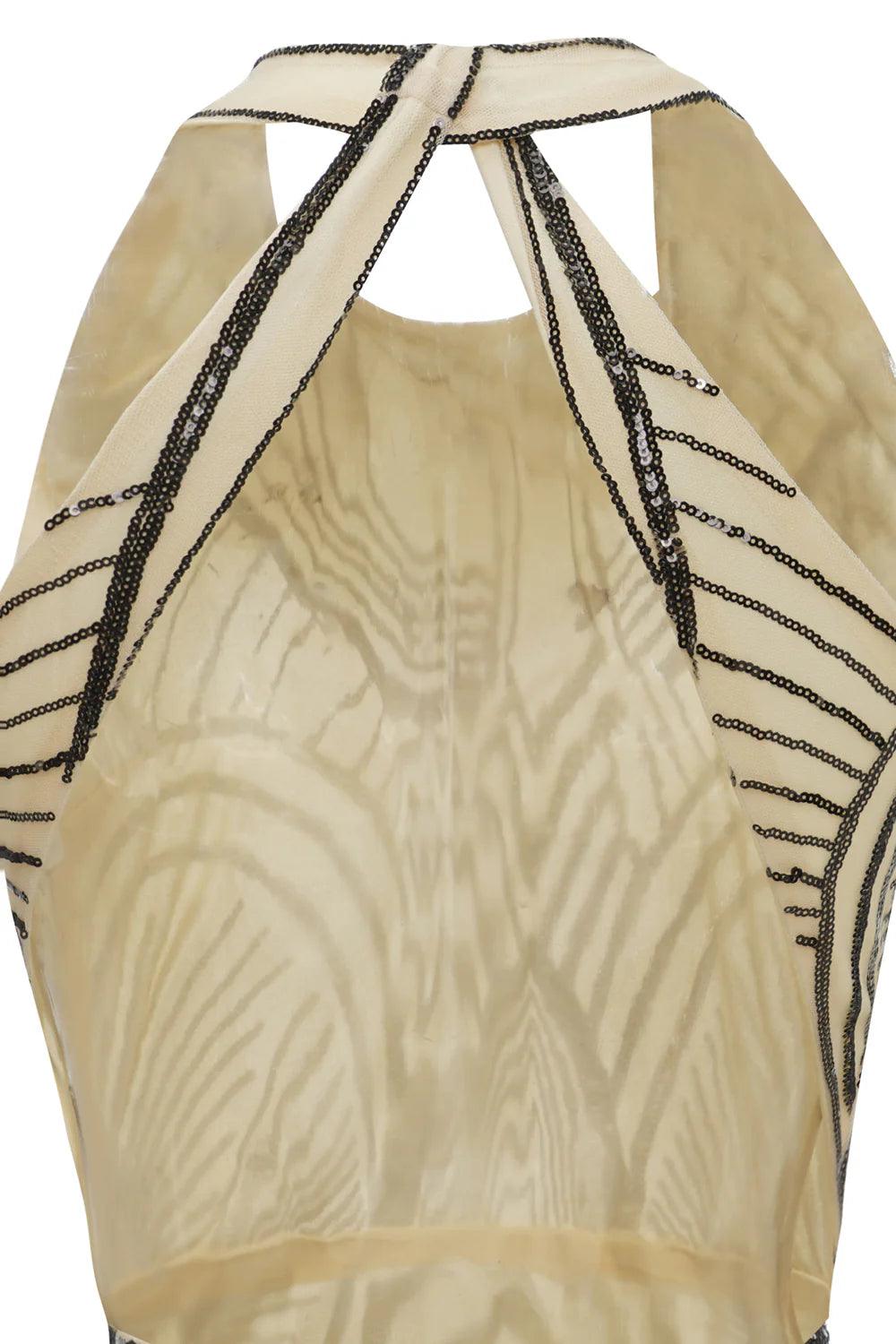 Vestido de fiesta formal de los años 20 en color negro marfil