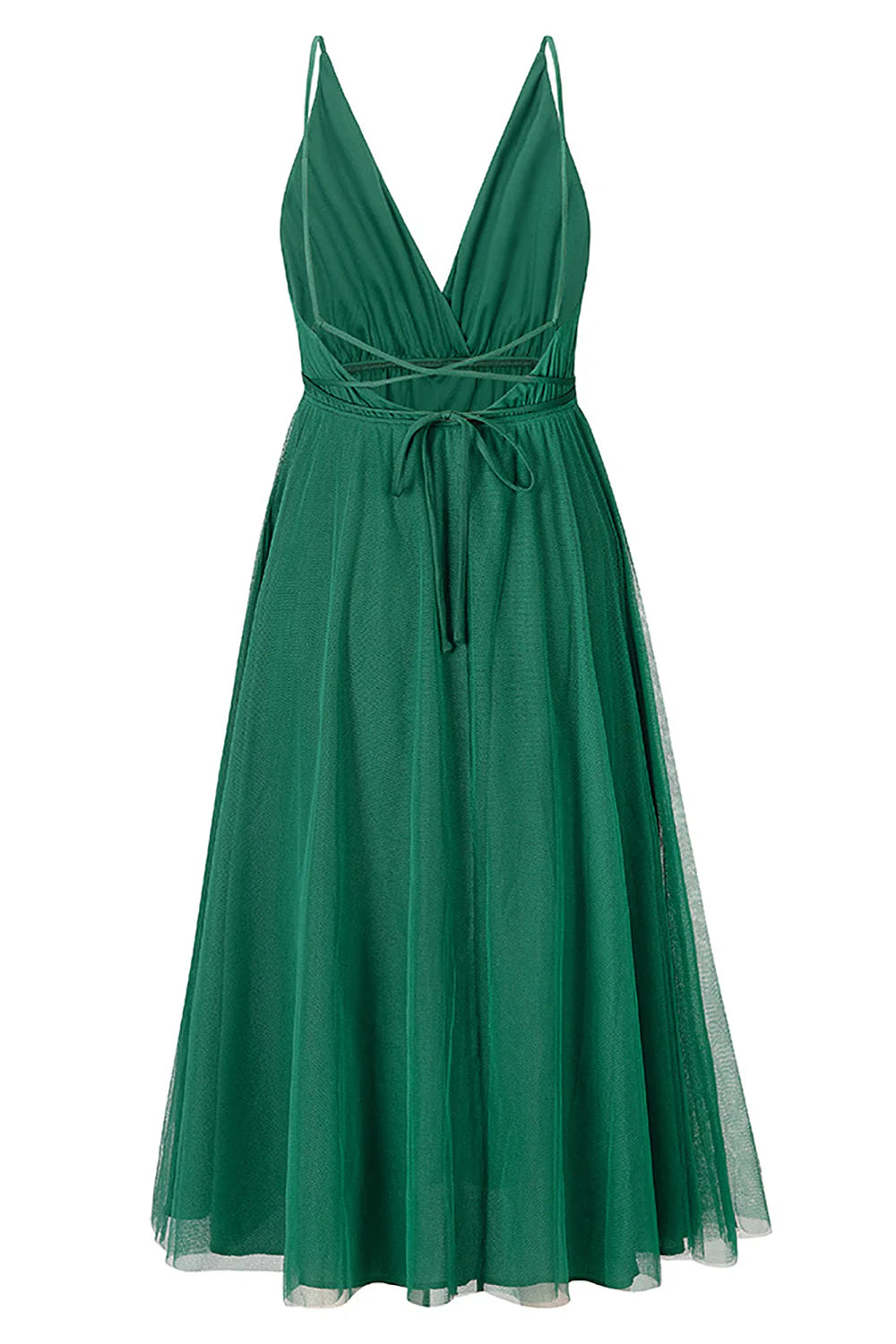 Vestido de fiesta verde sencillo con escote en V profundo 