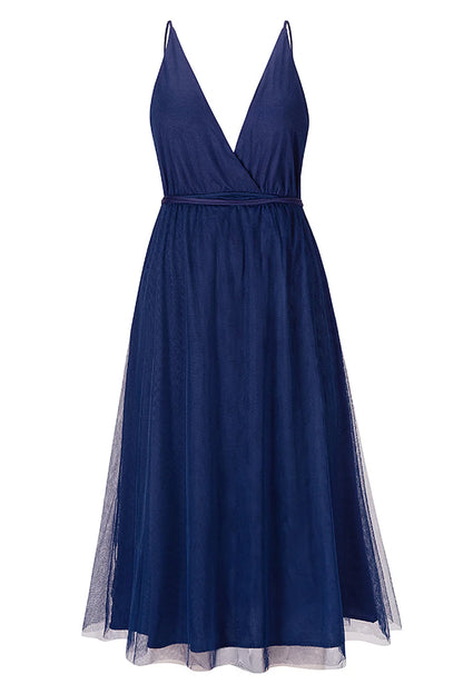 Vestido de fiesta verde sencillo con escote en V profundo 