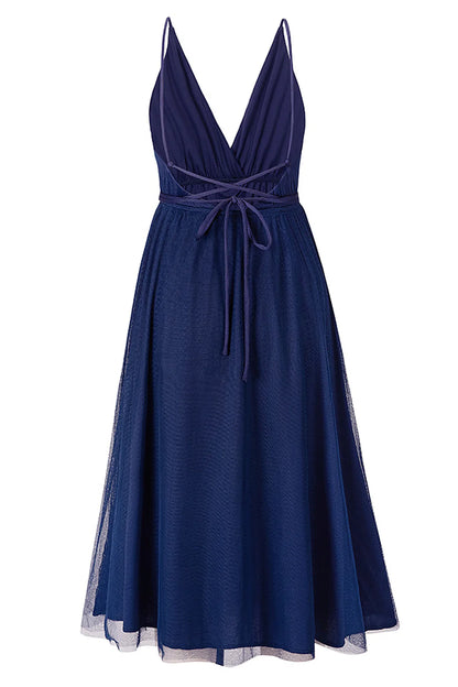 Vestido de fiesta verde sencillo con escote en V profundo 