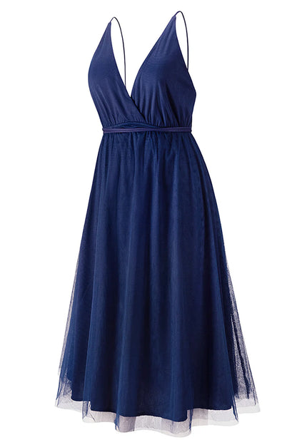 Vestido de fiesta verde sencillo con escote en V profundo 