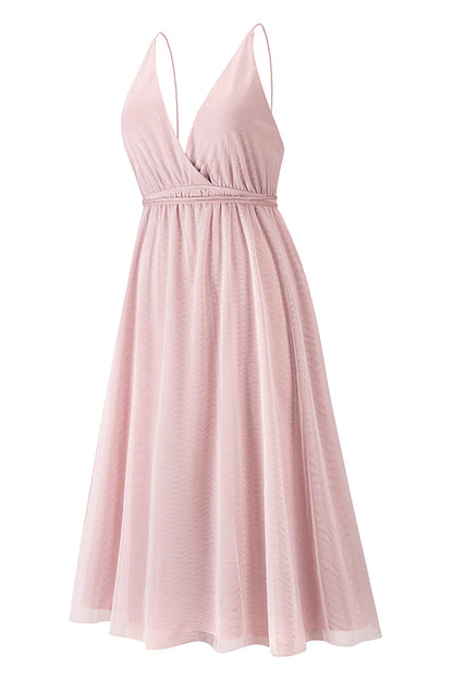 Vestido de fiesta verde sencillo con escote en V profundo 