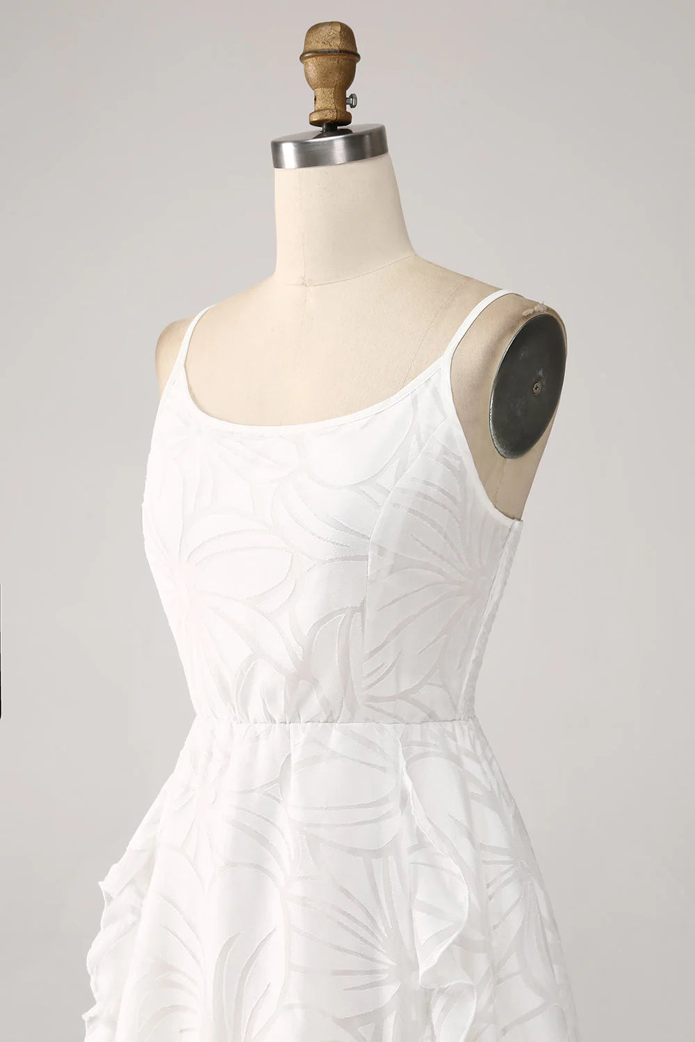 Amzcw Cute A-Line Spaghetti Straps Short White Graduation Dress