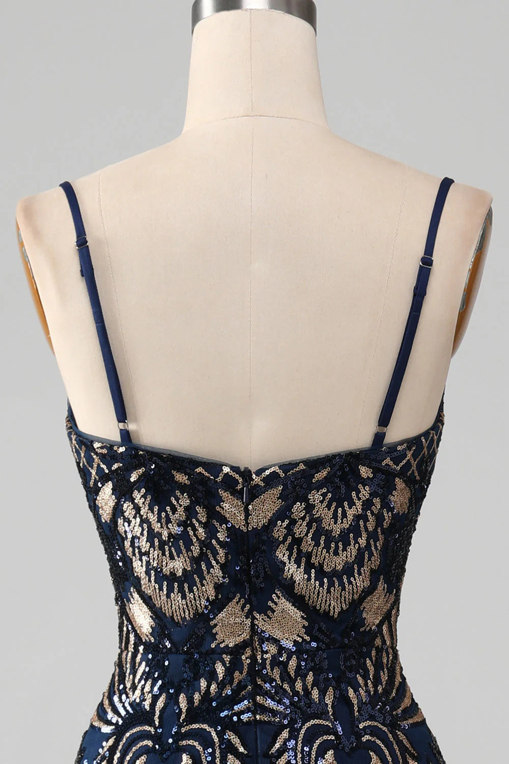 Amzcw Navy Mermaid Spaghetti Straps Sparkly Sequin Prom Dress prom dresses with long sleeves