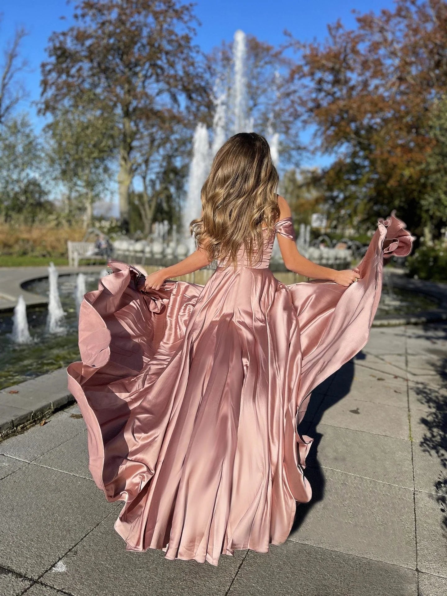 Off The Shoulder Long Slit Burgundy Simple Prom Dresses