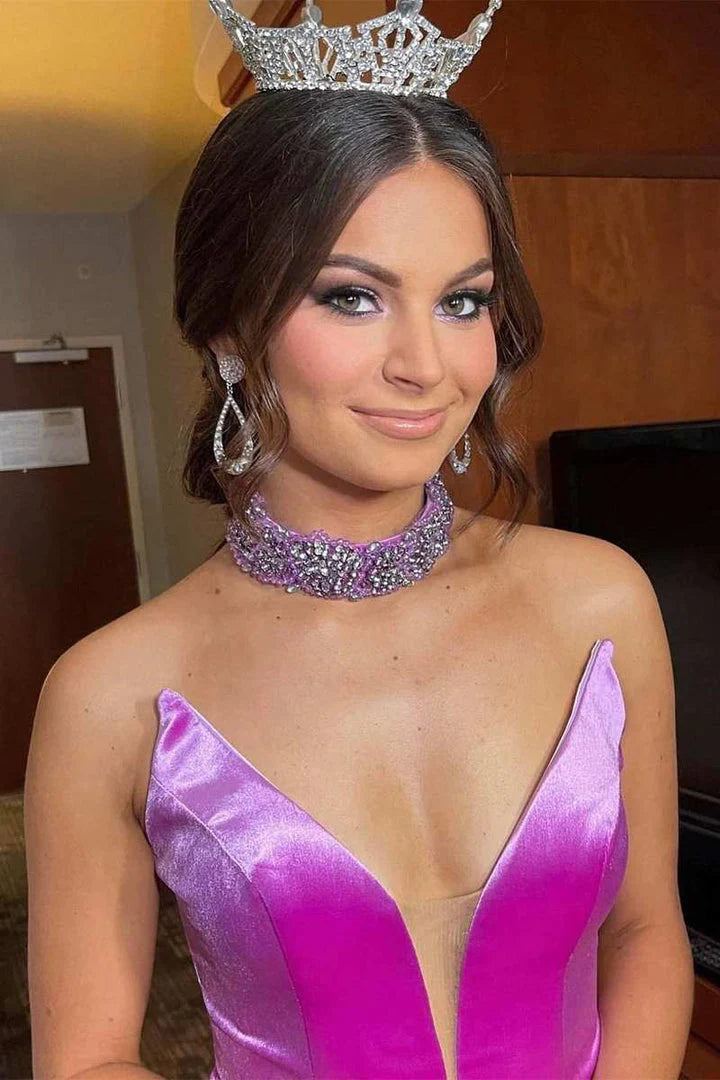 Vestidos de fiesta sin tirantes, sirena, terciopelo, cola larga, a buen precio 