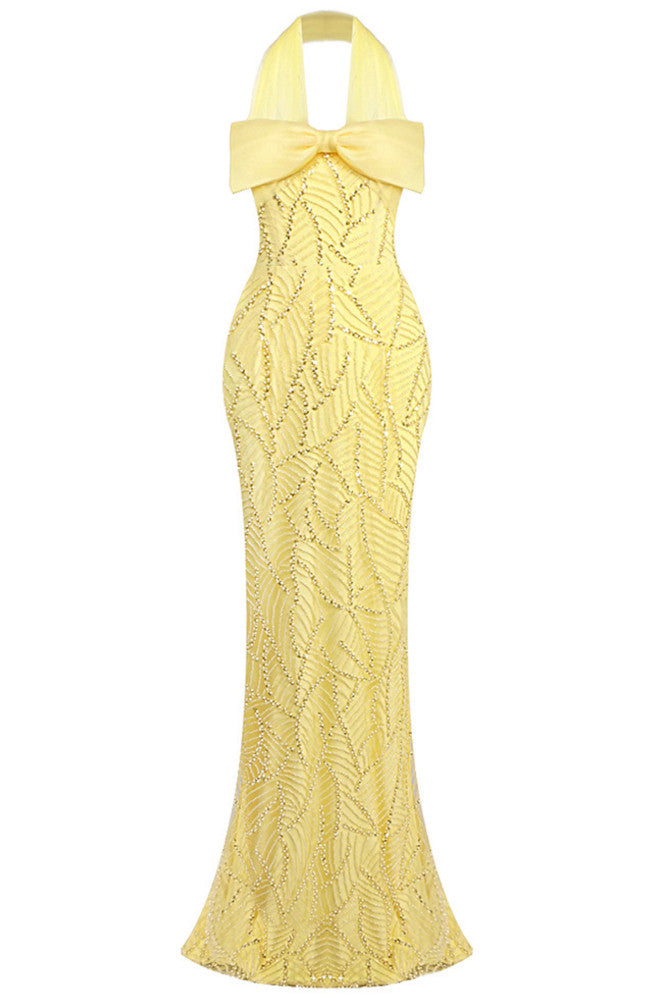 Chic Evening Dresses Satin V-Neck Long Sleeve Beaded Formal Gowns for Women