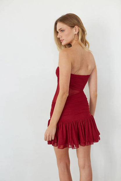 Chic Sheath Sweetheart Strapless Sleeveless Open Back Mini Homecoming Dresses