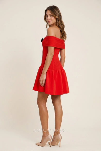 Chic A-Line Off-Shoulder Elegant Playful Red Mini Homecoming Dress