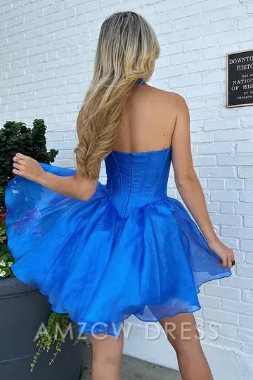 Amzcw Elegant Cute Sweetheart Strapless Tulle A-Line Homecoming Dress formal wear dresses