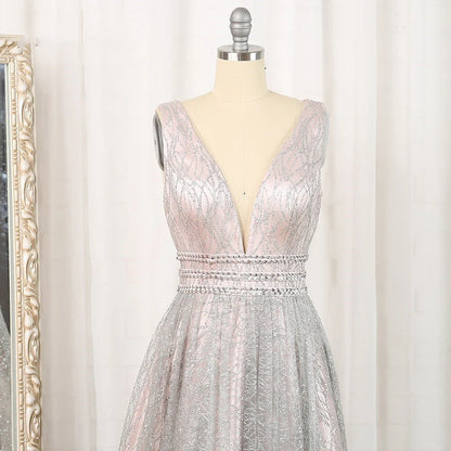 Vestidos de fiesta con escote en V, tirantes de encaje y corte A, vestidos de noche económicos hasta el suelo 