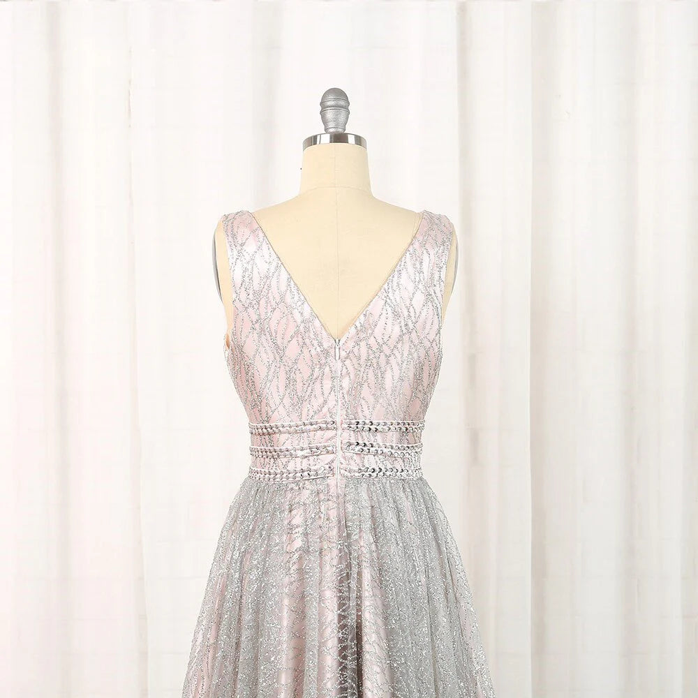 Vestidos de fiesta con escote en V, tirantes de encaje y corte A, vestidos de noche económicos hasta el suelo 