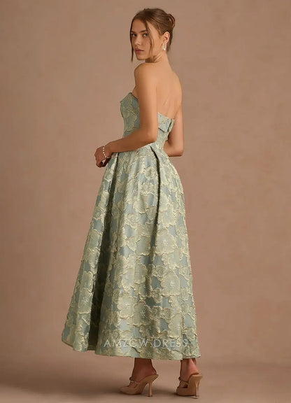 Elegant A-Line Off the Shoulder Sleeveless Back Zip Ankle-Length Floral Lace Prom Dress