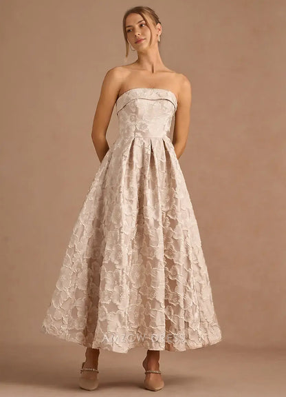 Elegant A-Line Off the Shoulder Sleeveless Back Zip Ankle-Length Floral Lace Prom Dress