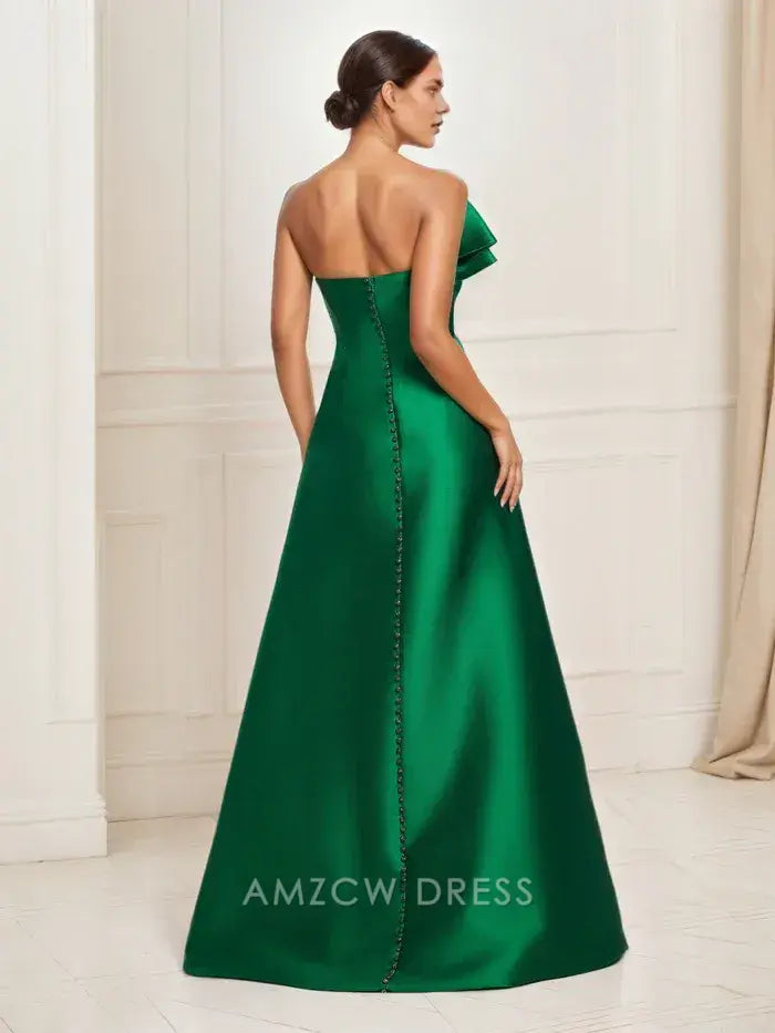 Amzcw Elegantes Vestidos de Fiesta Línea A Satén Verde Azulado con Hombros Descubiertos Mini Vestido Corto Venta Caliente para Mujeres 