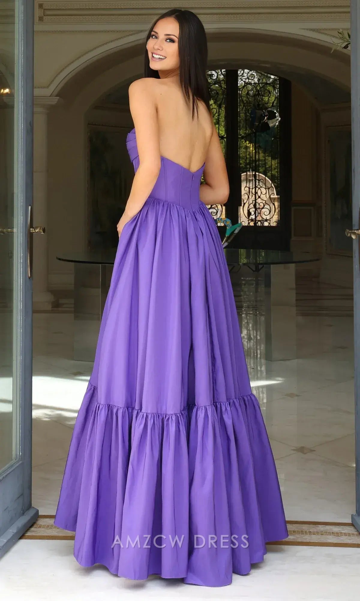 Amzcw Elegantes Vestidos de Fiesta Línea A Satén Verde Azulado con Hombros Descubiertos Mini Vestido Corto Venta Caliente para Mujeres 