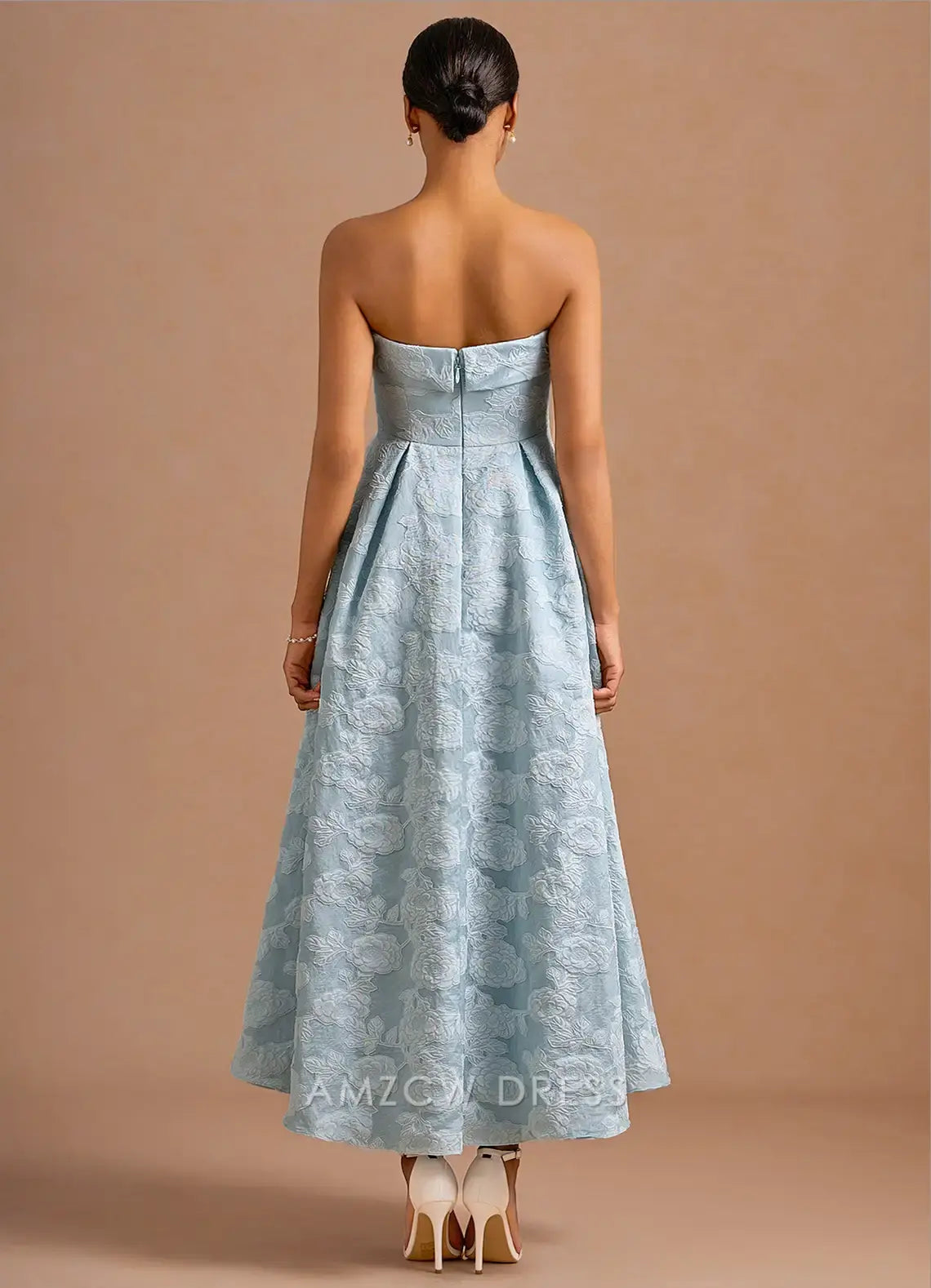 Amzcw Elegantes Vestidos de Fiesta Línea A Satén Verde Azulado con Hombros Descubiertos Mini Vestido Corto Venta Caliente para Mujeres 