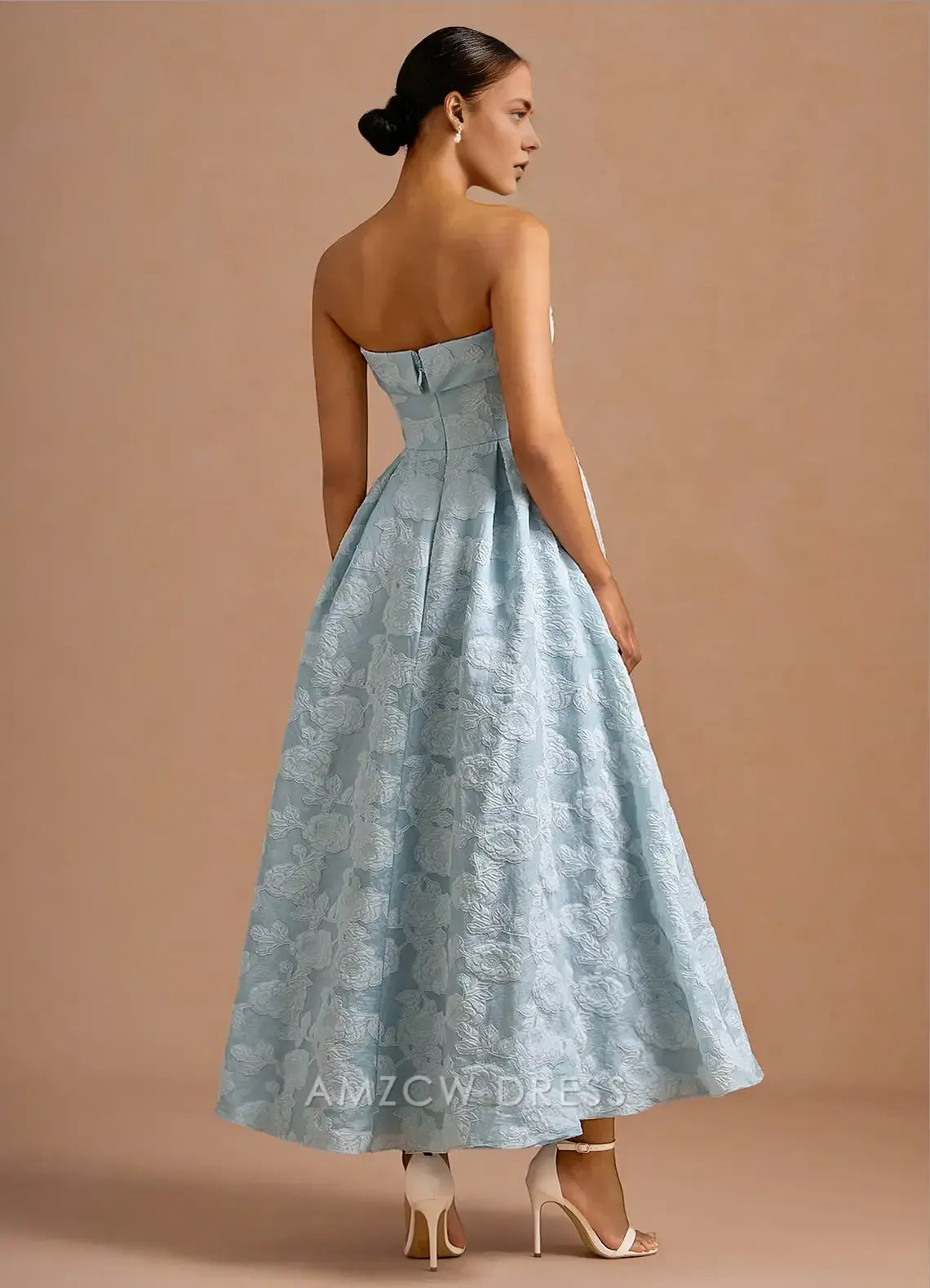 Amzcw Elegantes Vestidos de Fiesta Línea A Satén Verde Azulado con Hombros Descubiertos Mini Vestido Corto Venta Caliente para Mujeres 