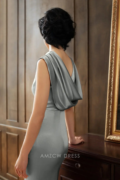 Amzcw Elegantes Vestidos de Fiesta Línea A Satén Verde Azulado con Hombros Descubiertos Mini Vestido Corto Venta Caliente para Mujeres 