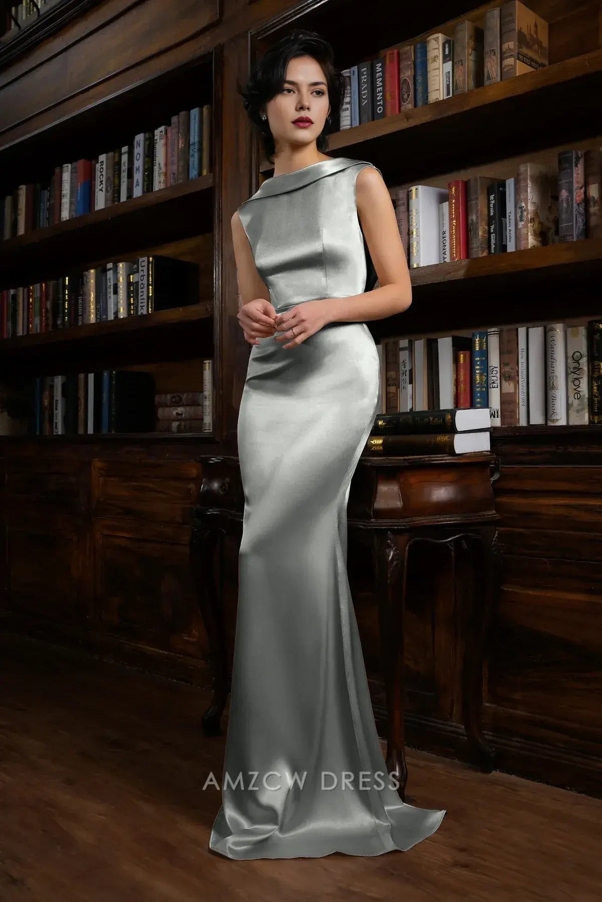 Amzcw Elegantes Vestidos de Fiesta Línea A Satén Verde Azulado con Hombros Descubiertos Mini Vestido Corto Venta Caliente para Mujeres 