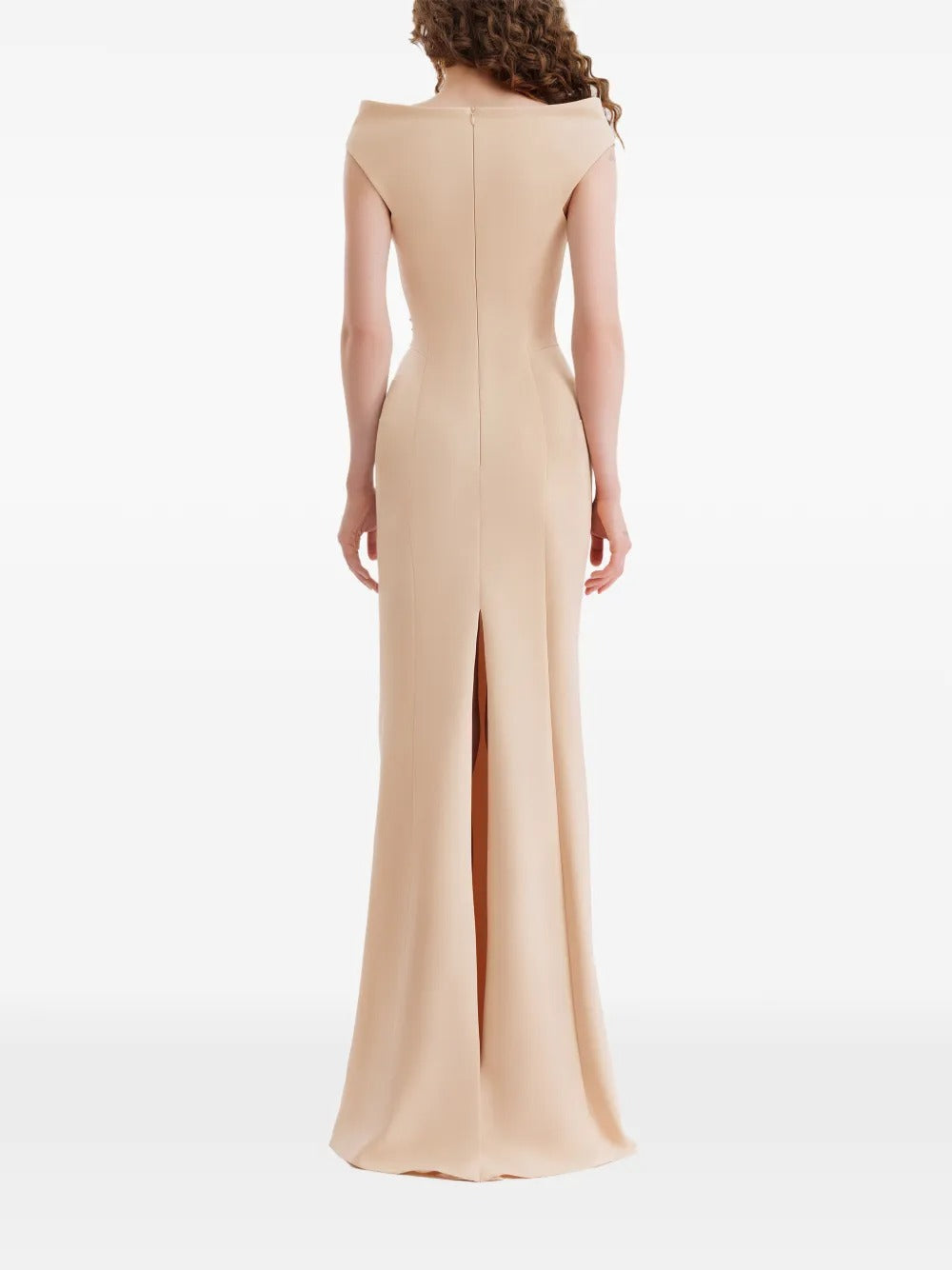 Elegant Champagne Gold Embellished Bateau-Neck Prom Dress