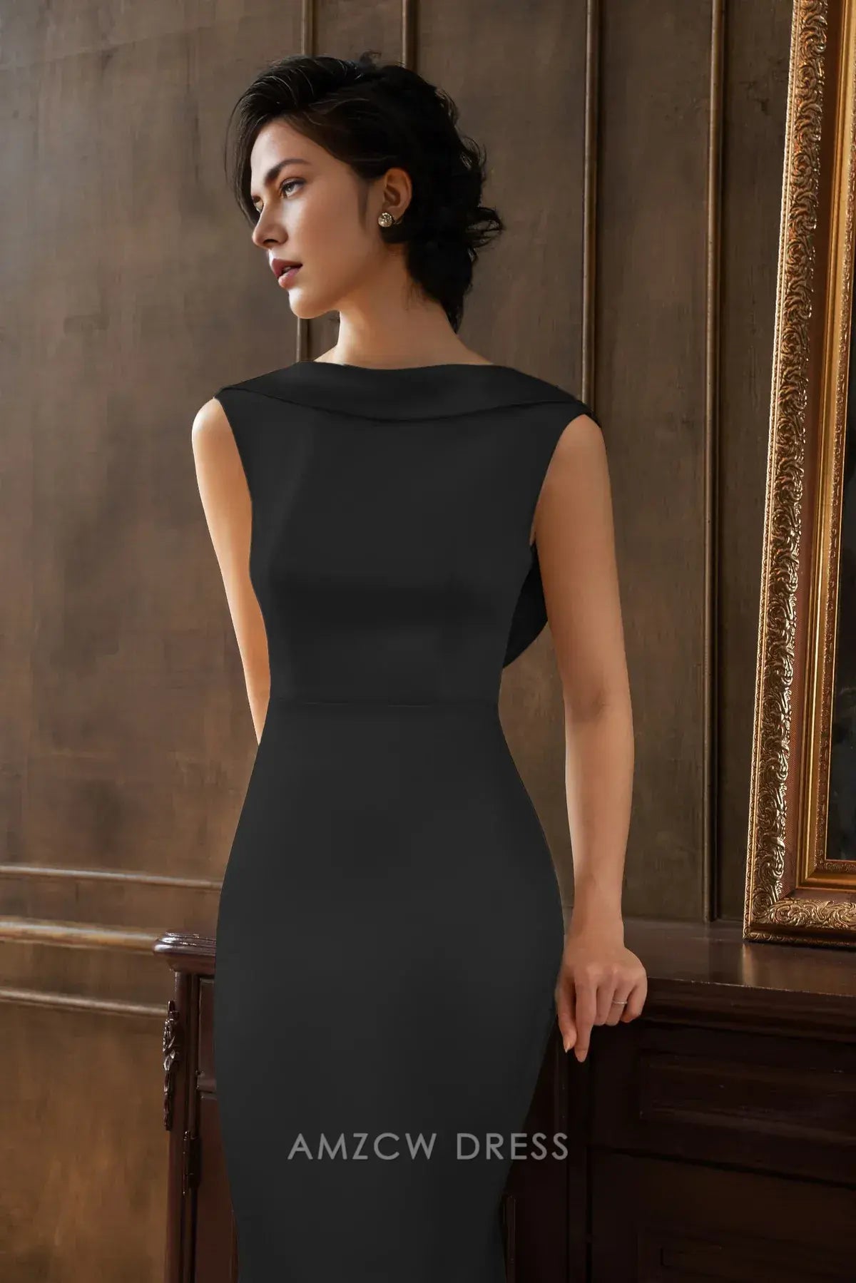 Amzcw Elegantes Vestidos de Fiesta Línea A Satén Verde Azulado con Hombros Descubiertos Mini Vestido Corto Venta Caliente para Mujeres 