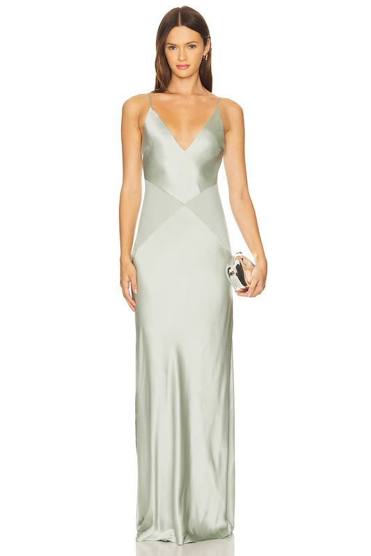 Elegant Form-Fitting V-Neck Sleeveless Low-Back Maxi Prom Dress