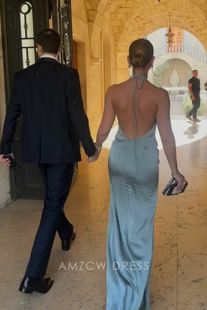 Amzcw Elegantes Vestidos de Fiesta Línea A Satén Verde Azulado con Hombros Descubiertos Mini Vestido Corto Venta Caliente para Mujeres 